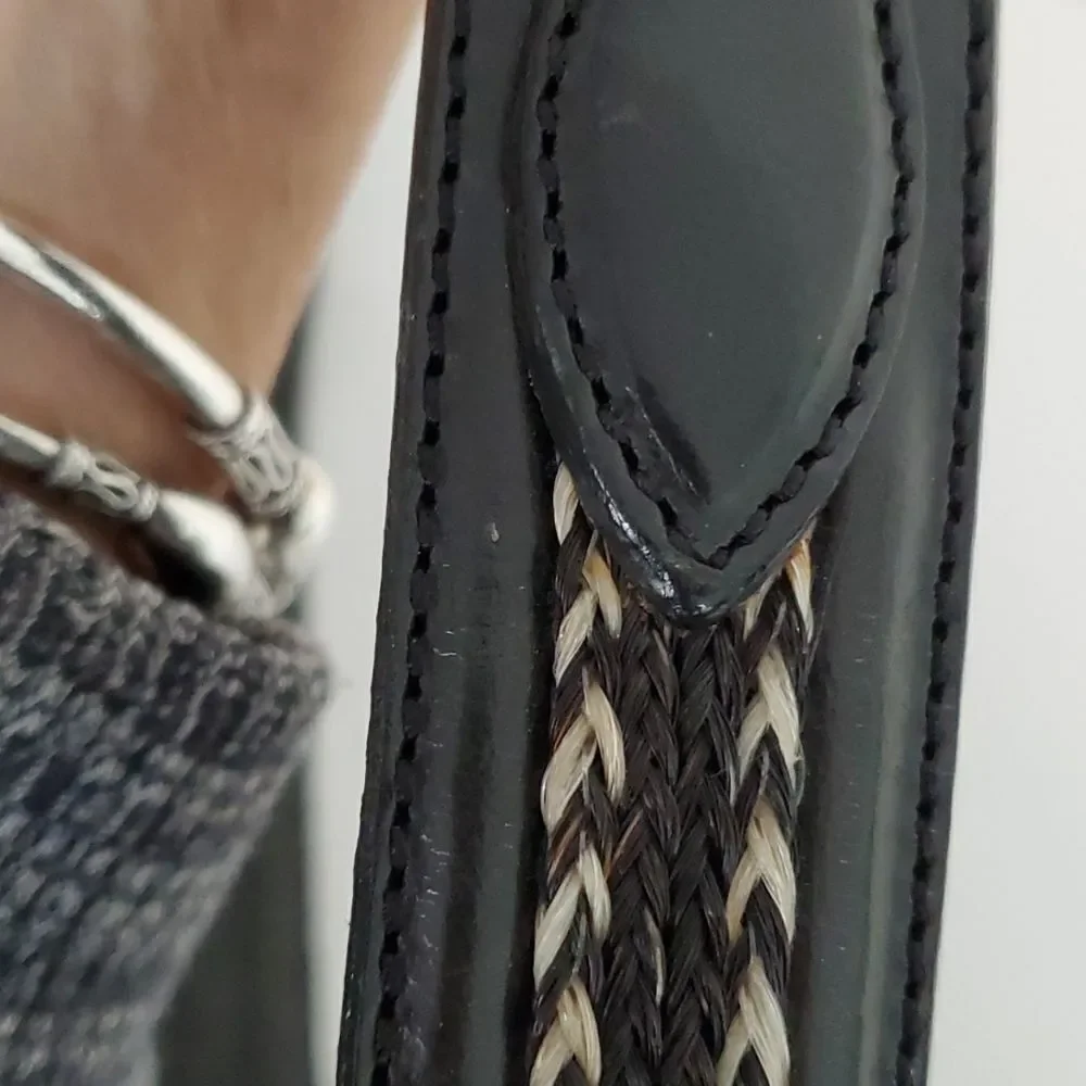 Black leather belt,‎ size 39